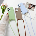 Crossbody Strap Silicone Case for iPhone 11 12 13 14 15 16 Pro Max