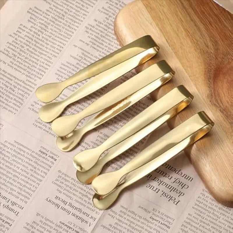 Small Gold Serving Tongs – Stainless Steel Mini Buffet & Appetizer Tongs