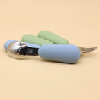 Silicone Handle Baby Spoon & Fork Set 304 Stainless Steel Feeding