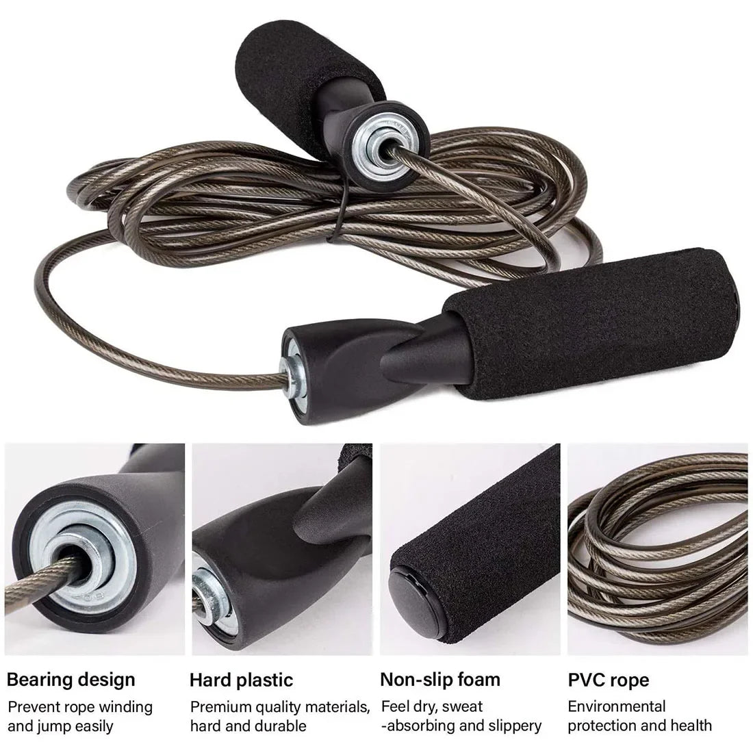 Steel Wire Jump Rope Adjustable Speed Skipping Rope Fitness Workout