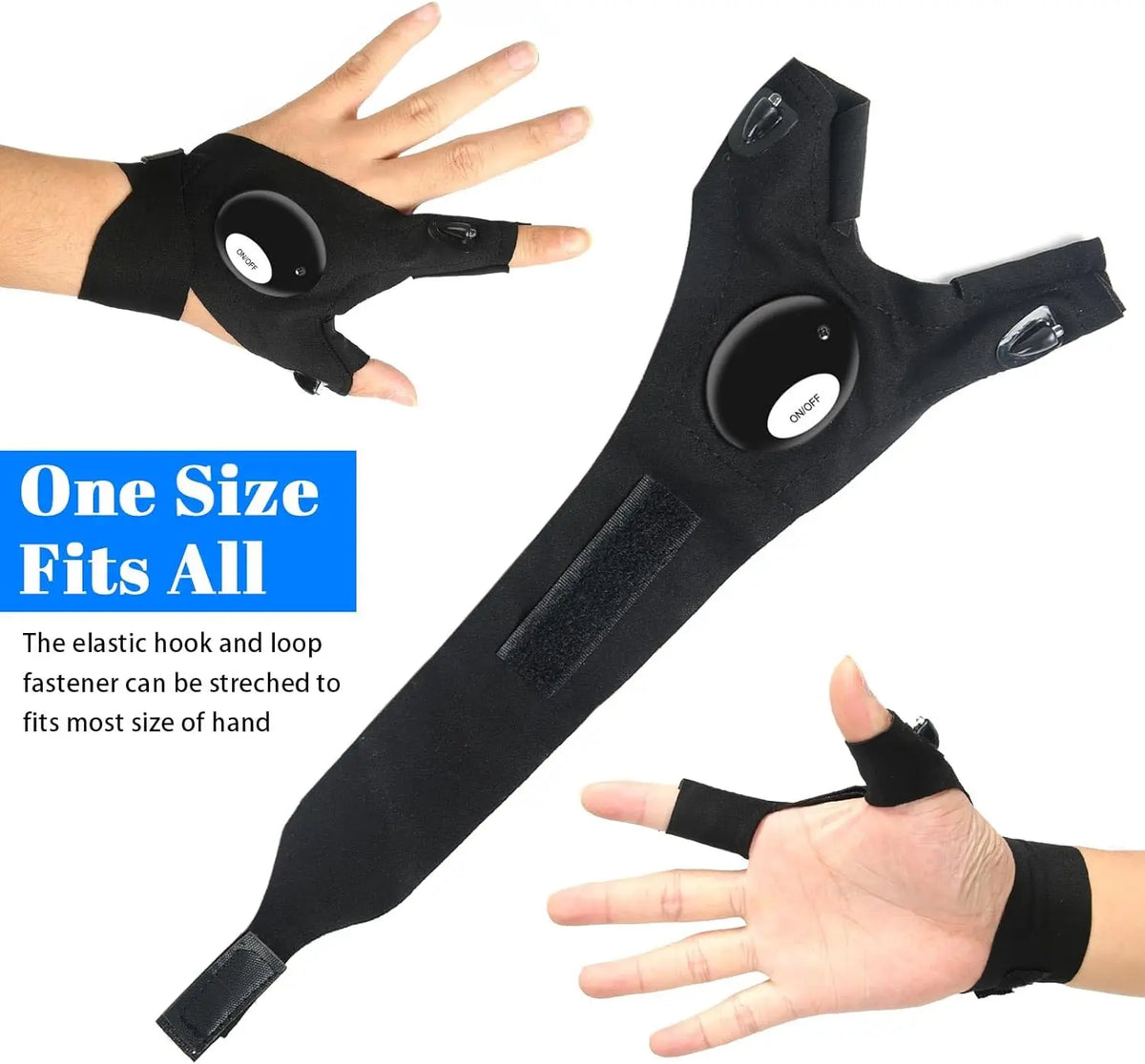 LED Flashlight Gloves | Waterproof Fingerless Gloves