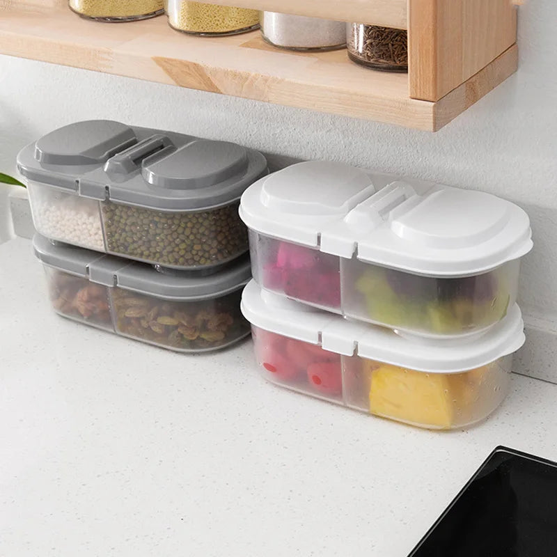 Double Compartment Food Storage Box Sealed Plastic Snack Lunch Container Main image