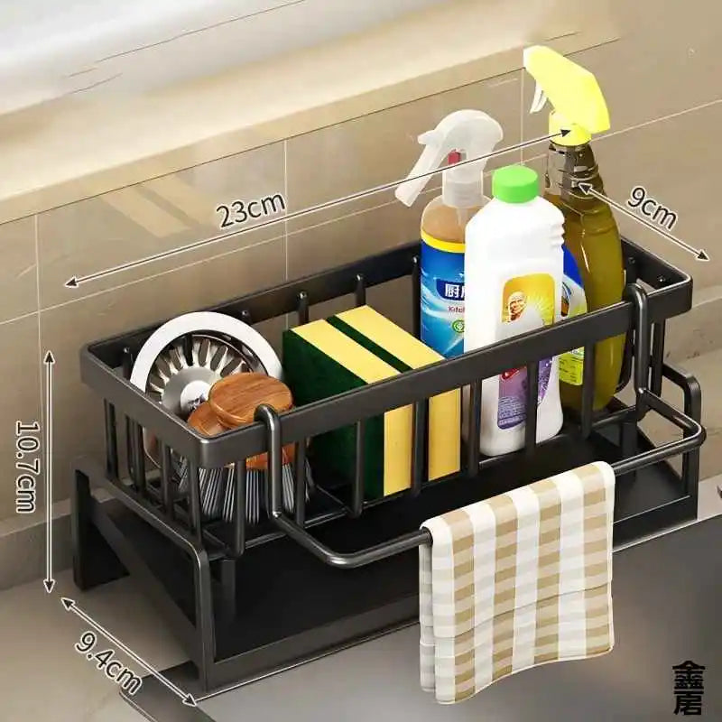Tap-Mounted Sink Organizer Compact Kitchen Storage Shelf with Drain Rack