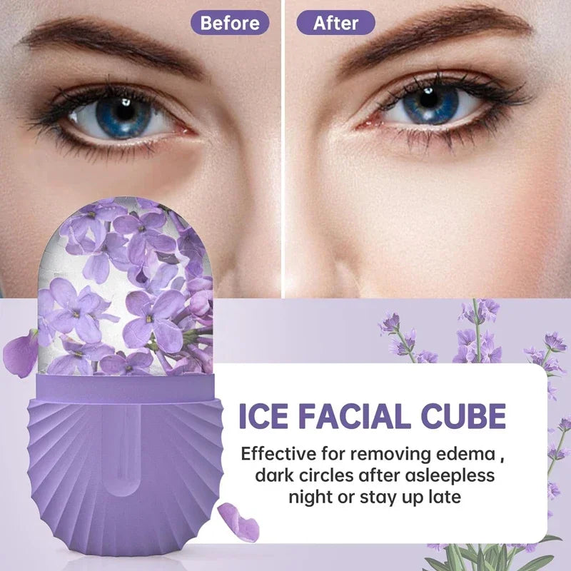 Ice Facial Roller Silicone Cube Eye Puffiness Shrink Pores Massage