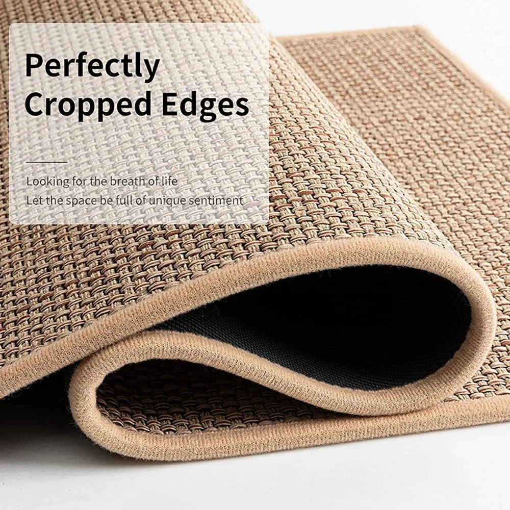 Washable Faux Sisal Kitchen Rug Non-Slip Rubber Back Runner Mat