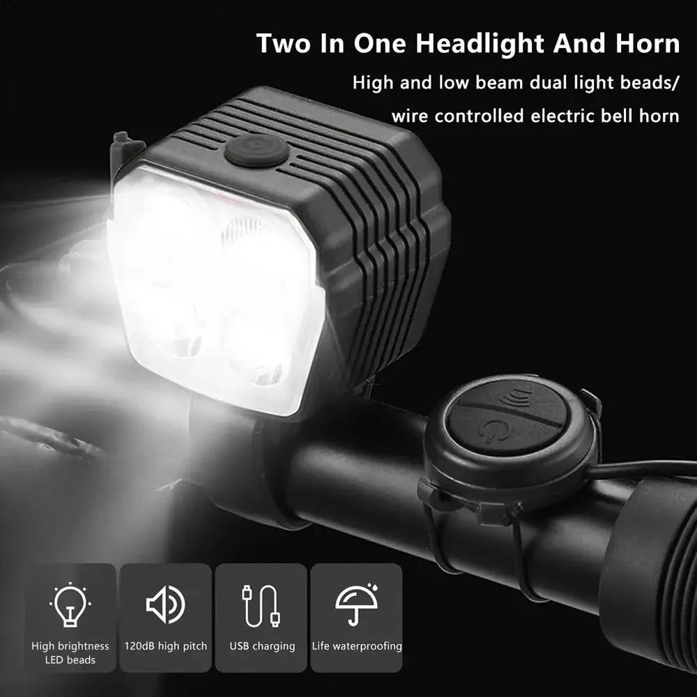 2-in-1 Bicycle Headlight & Horn Rechargeable Bike Light Secondary image