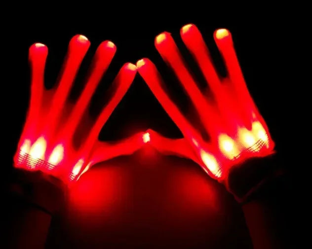 Light Up Gloves Halloween Skull Costume Party Rave Glow Gloves