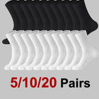 5/10/20 Pairs Solid Crew Socks Breathable Sweat-Absorbing All Season