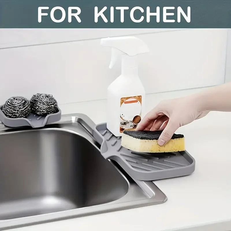 Silicone Faucet Mat Sink Tray Kitchen Sink Organizer & Drain Pad