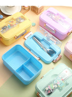 Cute Dinosaur Kids Lunch Box 3 Grid Bento Container for Students