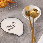 Ceramic Spoon Rest White Utensil Holder