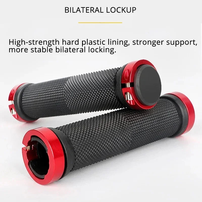 MTB Bicycle Handlebar Grips Anti-Slip Alloy Lock Rubber Bike Grips