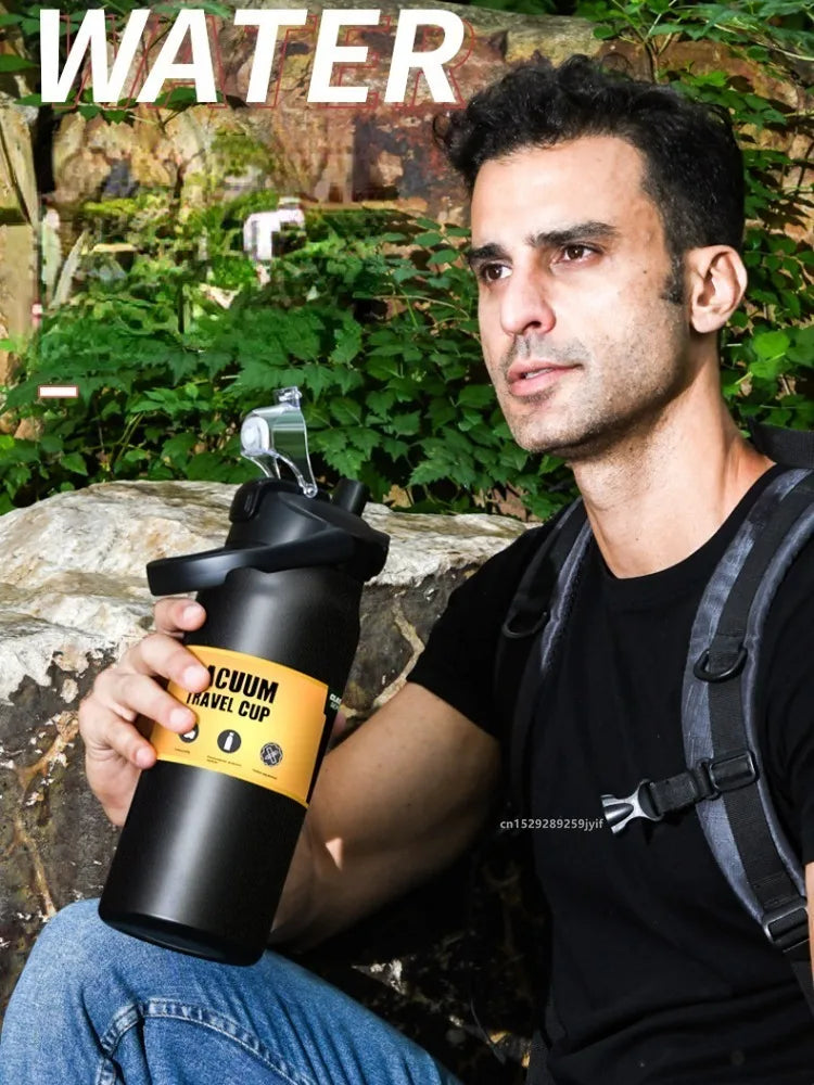 304 Stainless Steel Thermos Bottle with Straw 800-1500ML