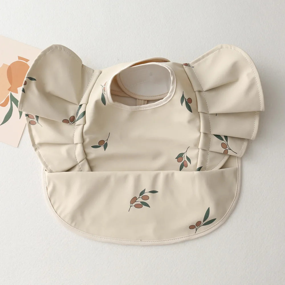 Waterproof Baby Bib with Pocket Soft PU Feeding Bib for Kids