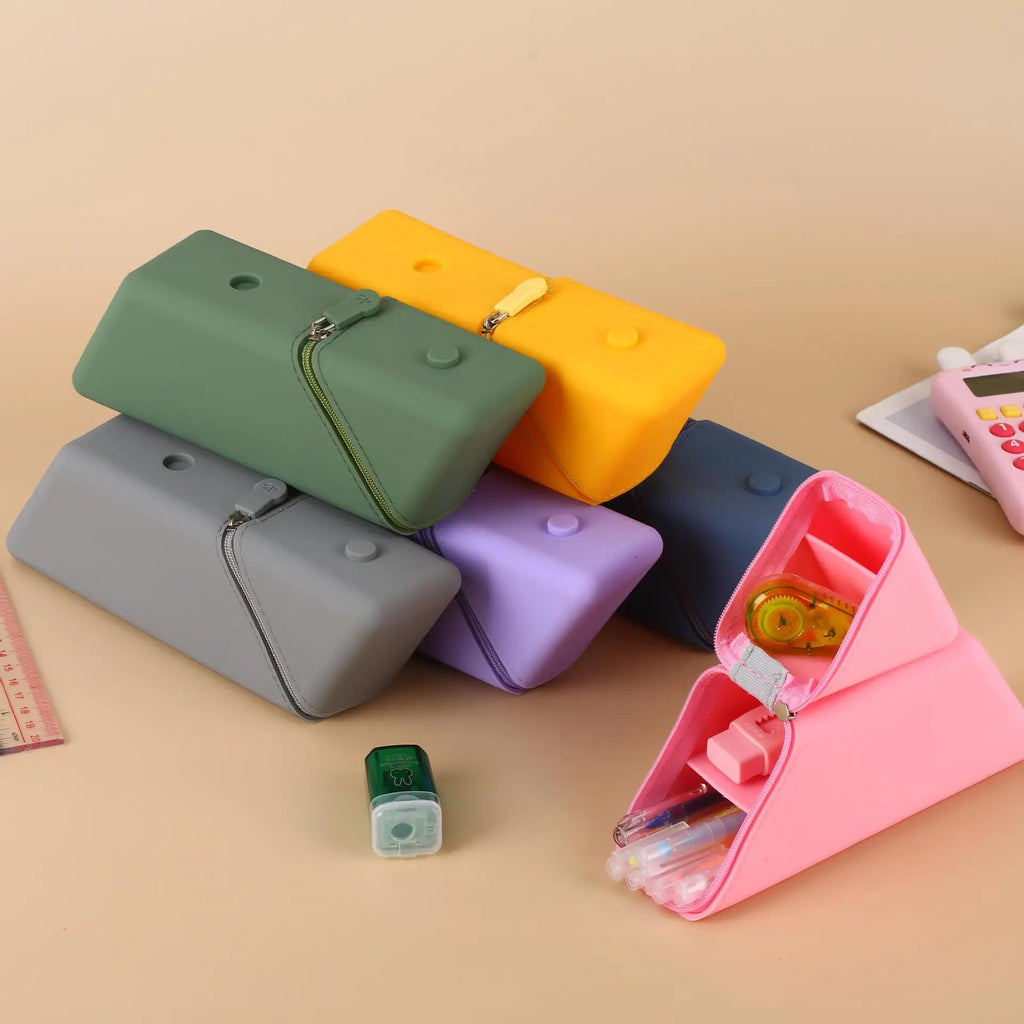 Silicone Pencil Case Large Capacity Gradient Stationery Organizer