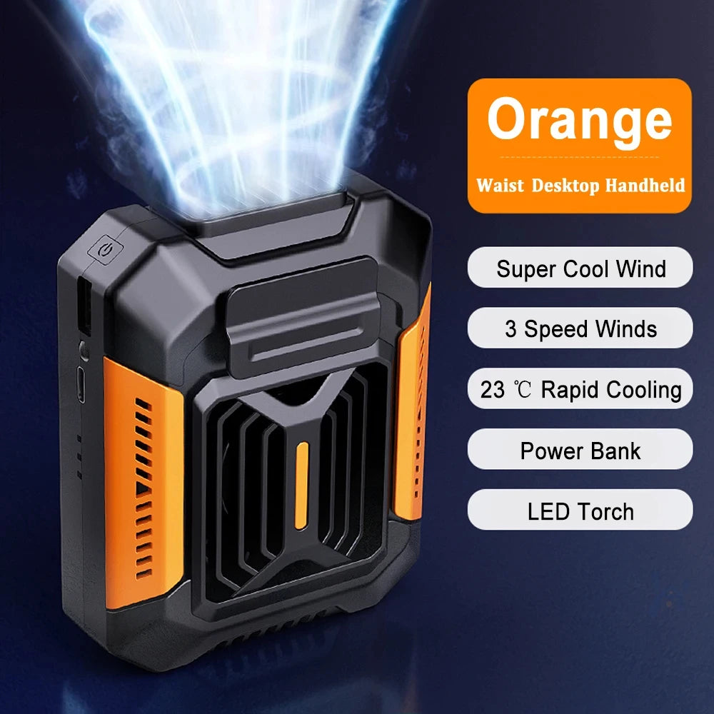 HOMFISH Belt Clip Fan Portable Wearable USB Fan & Power Bank