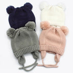 Winter Baby Hat & Gloves Set Warm Fleece Knitted Cap
