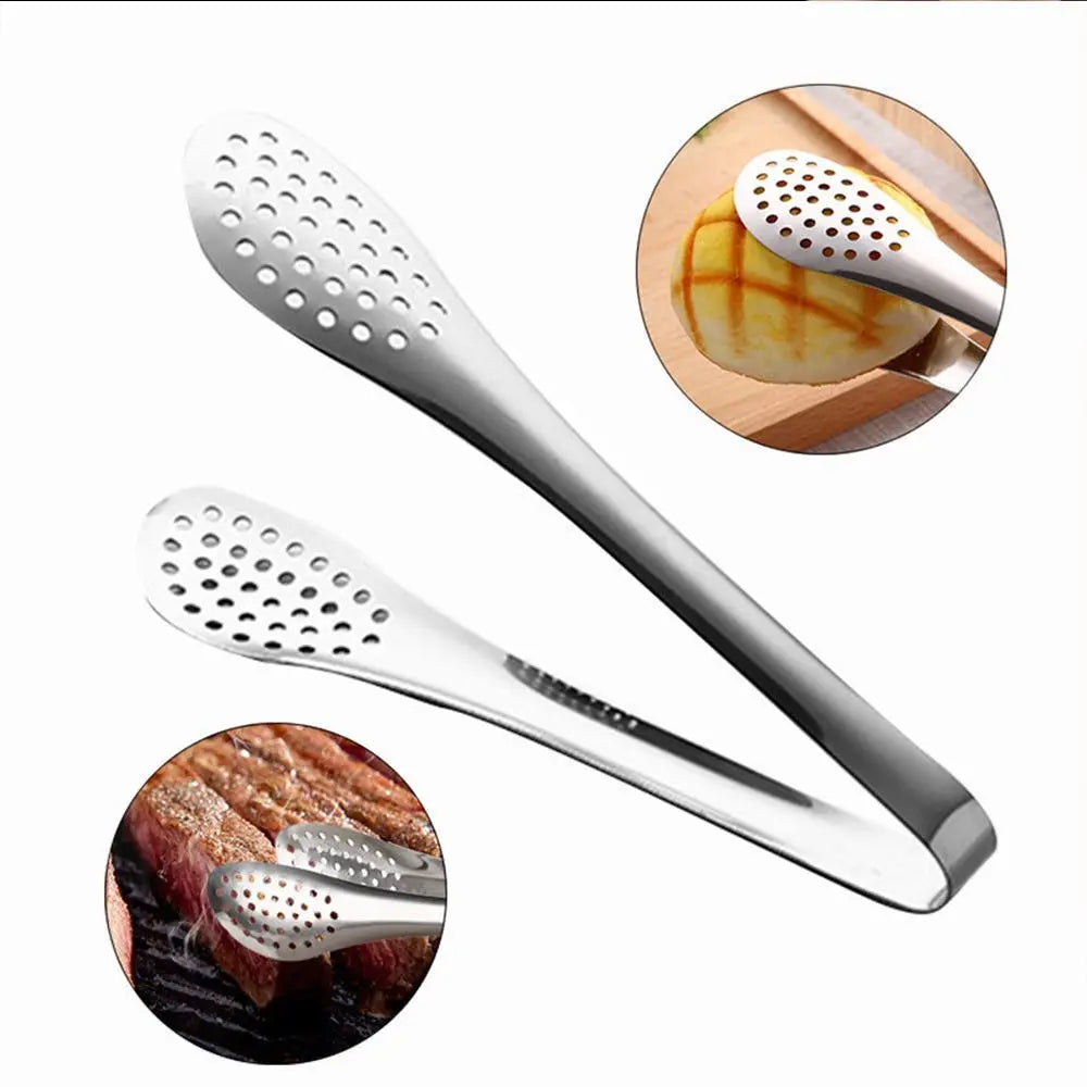 Kitchen Food Tongs Stainless Steel – Heat Resistant BBQ & Salad Serving Clip