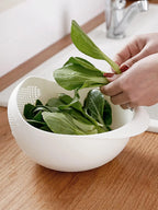 Colander Rice Bowl Drain Basket – Fruit Washing & Kitchen Strainer Organizer