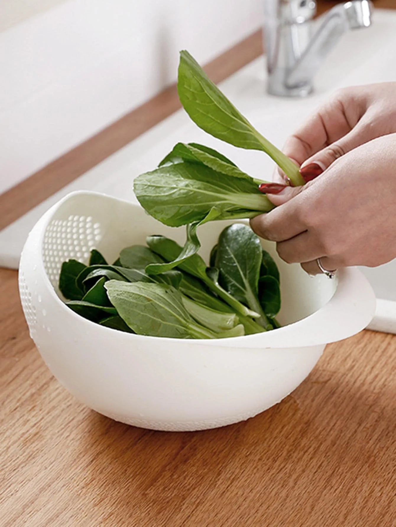 Colander Rice Bowl Drain Basket – Fruit Washing & Kitchen Strainer Organizer
