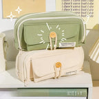 Cute Canvas Pencil Case Large Opening Student Stationery Bag