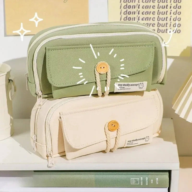 Cute Canvas Pencil Case Large Opening Student Stationery Bag Main image