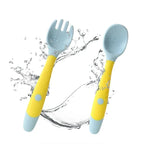Baby Silicone Spoon & Fork Set Soft Bendable Toddler Feeding Utensils