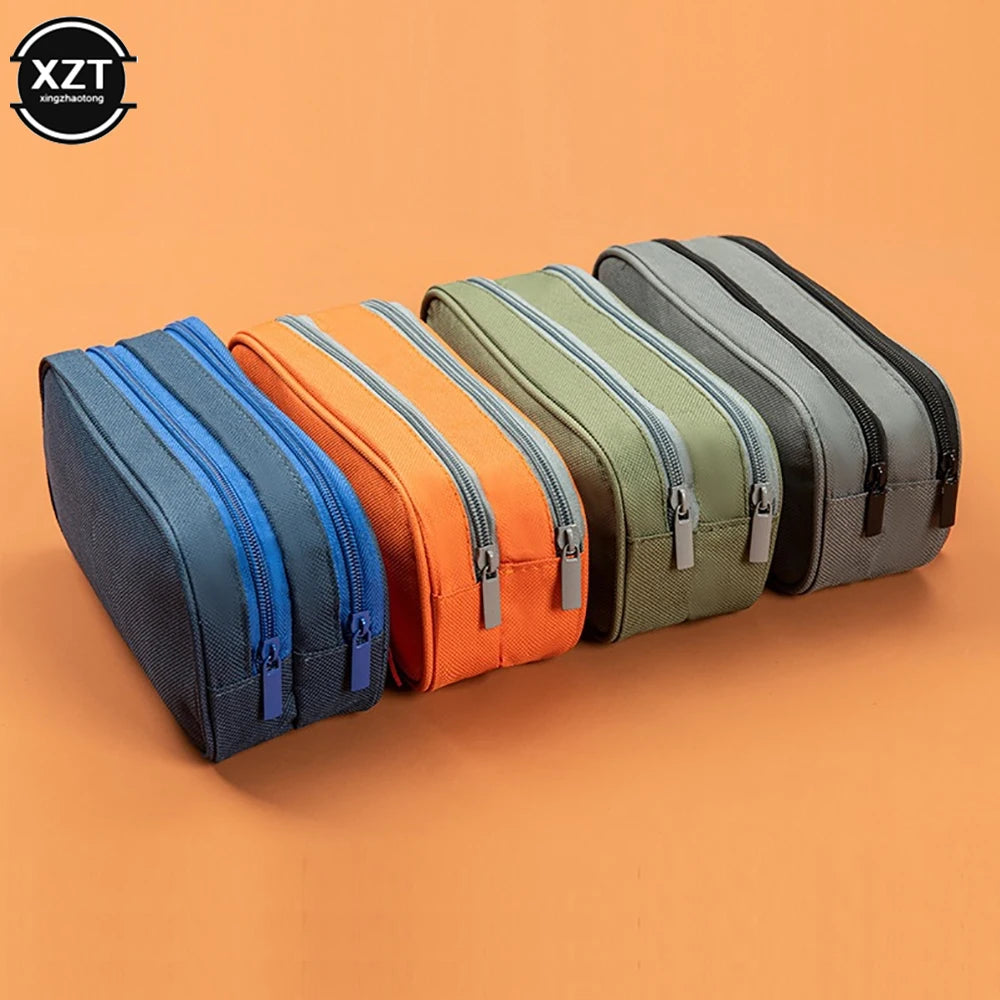 Camouflage Pencil Case Double Zipper Canvas Pen Bag for Students