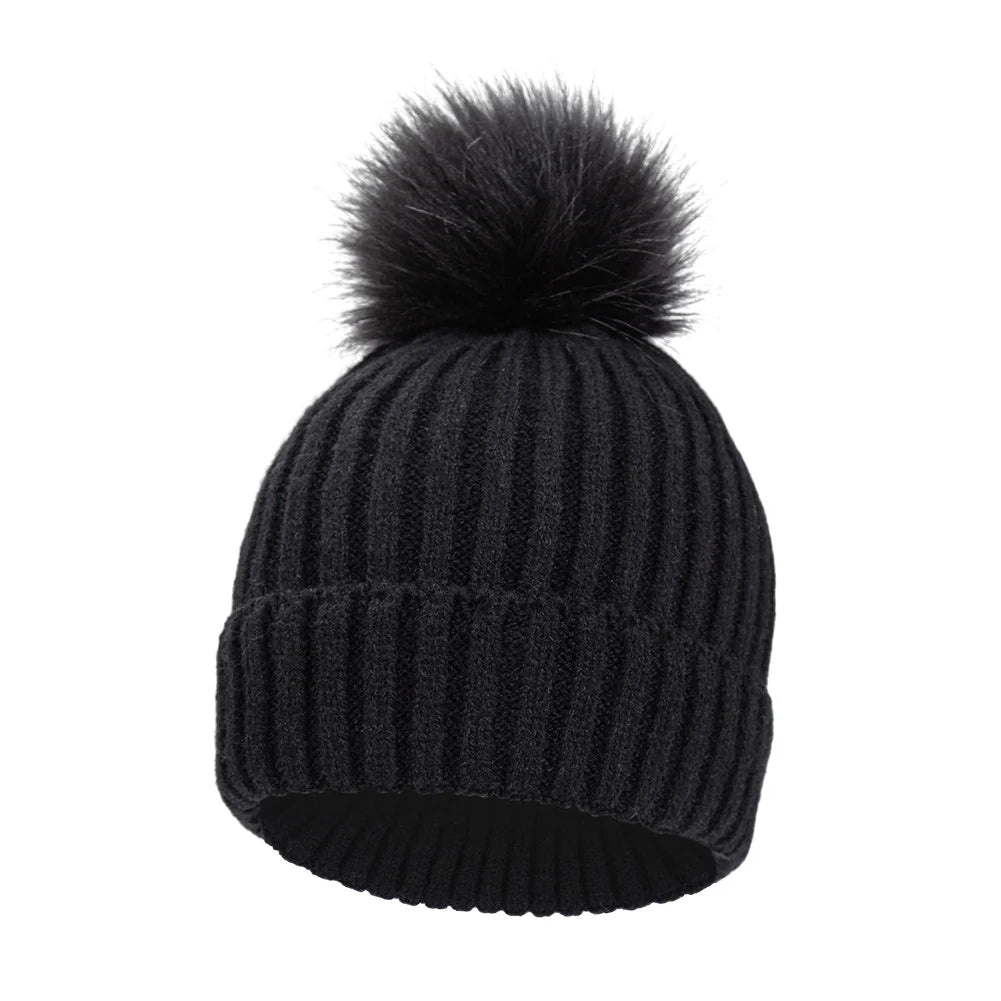 Big Pompom Baby Winter Hat Cute Knitted Beanie for Newborns
