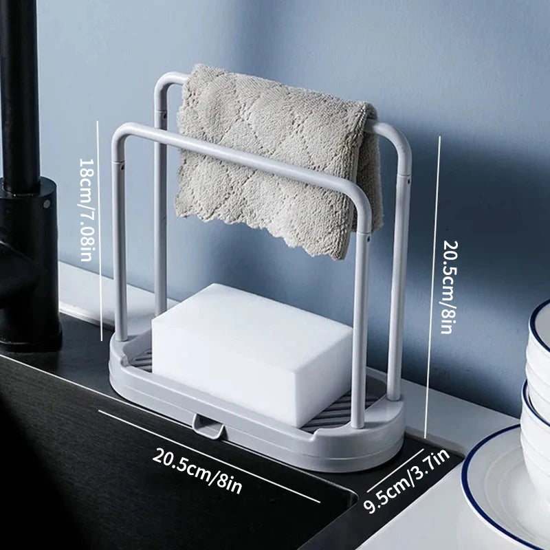 Double-Layer Kitchen Cloth Rack Sink Sponge & Dish Cloth Organizer