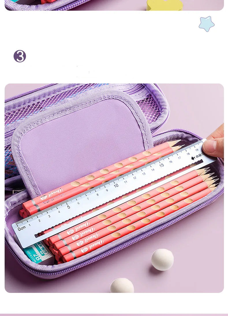 3D Unicorn Pencil Case Cute EVA Cartoon Stationery Box for Girls