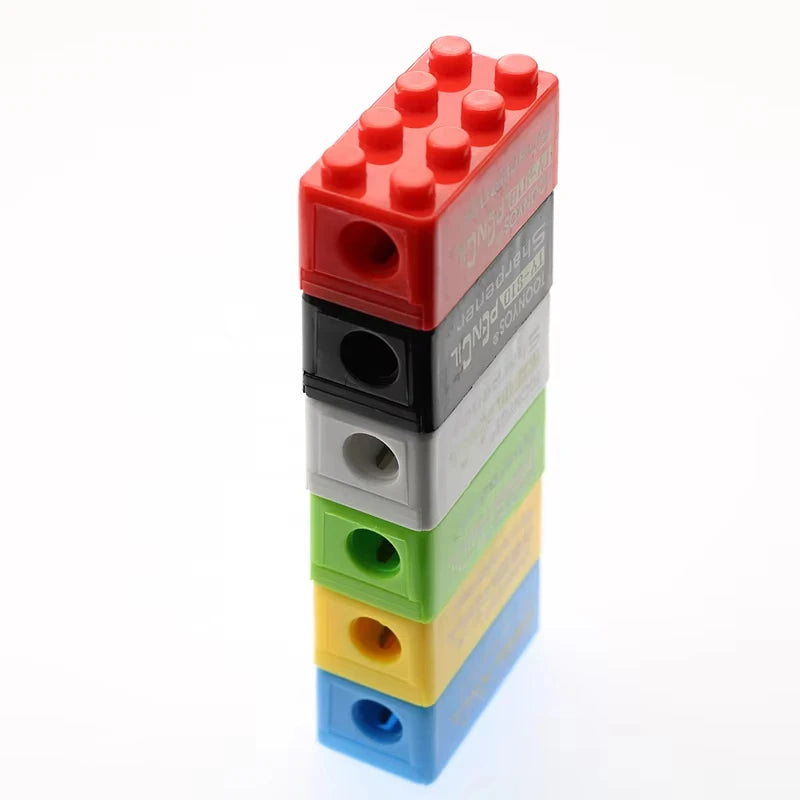 Cartoon Building Blocks Pencil Sharpener Kids School Stationery