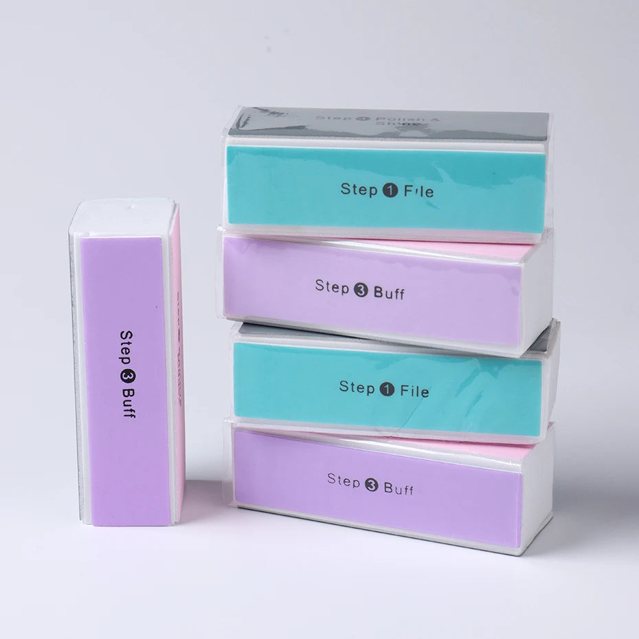 4 Sides Sponge Nail Buffer Professional Manicure Polishing Block
