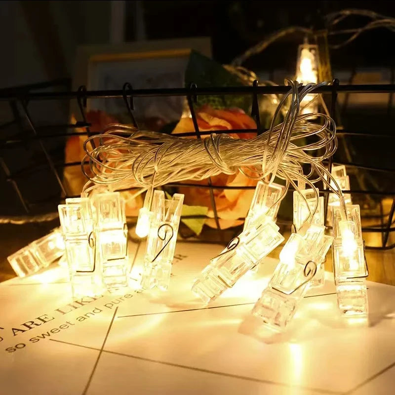 Photo Clip Fairy String Lights Warm LED Garland Lights