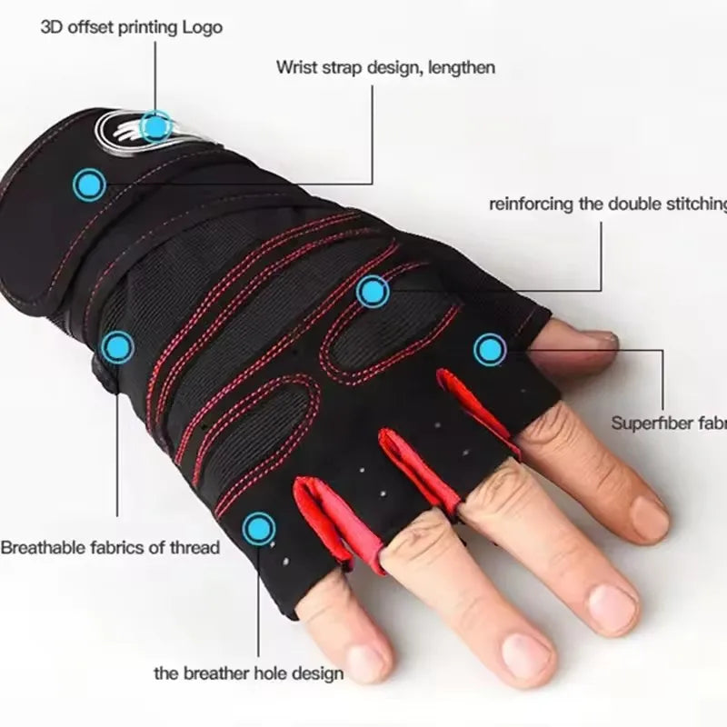 Fingerless Wrist Support Gloves Gym Cycling Fitness Anti Slip Gloves