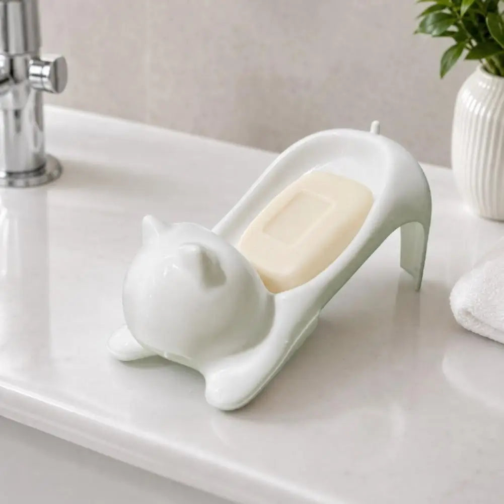 Cat Soap Box – Cute Cartoon Bathroom Drainage Soap Dish Holder Storage