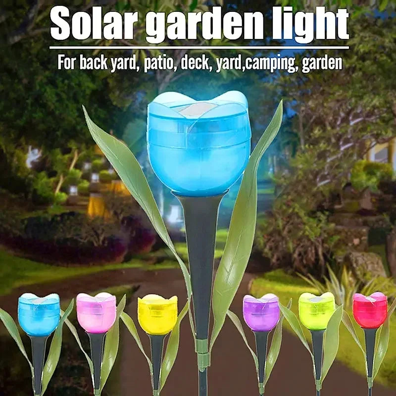 Solar Tulip Rose Flower Lights for Waterproof Garden Decor Main image