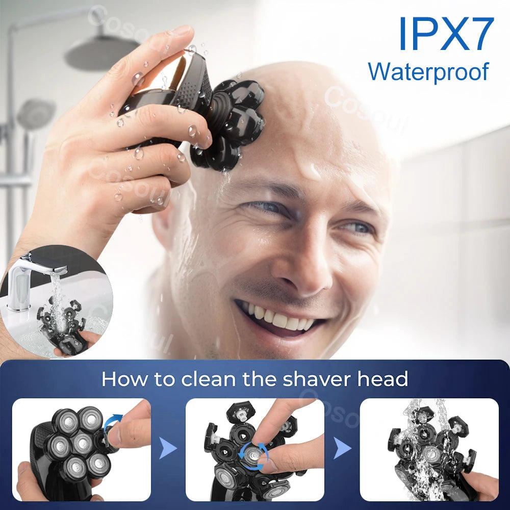 Electric Bald Head Shaver Powerful Beard Razor Cordless Trimmer