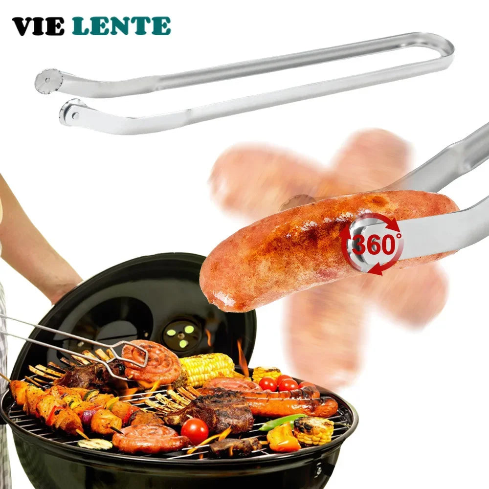 BBQ Sausage Tongs UK Stainless Steel Grill Cooking Tongs Main image