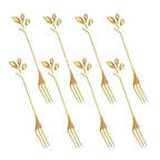 Leaf Coffee Spoon Set Stainless Steel – Gold & Silver Dessert Stirring Spoons