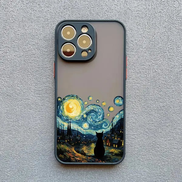 Black Cat Starry Night Case for iPhone 11 12 13 14 15 16 17 Pro Max