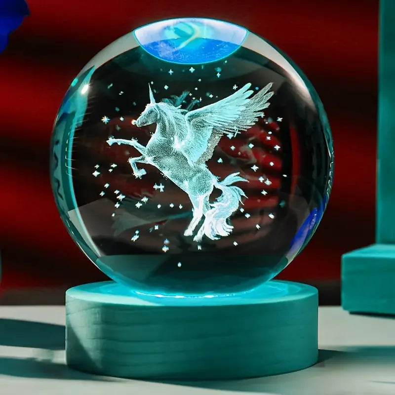 Unicorn 3D Crystal Ball Lamp LED Decorative Gift