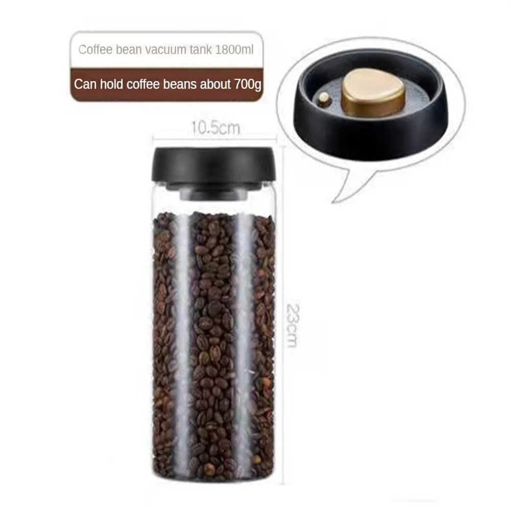 Vacuum Glass Coffee Storage Jar Airtight Coffee Bean & Tea Canister