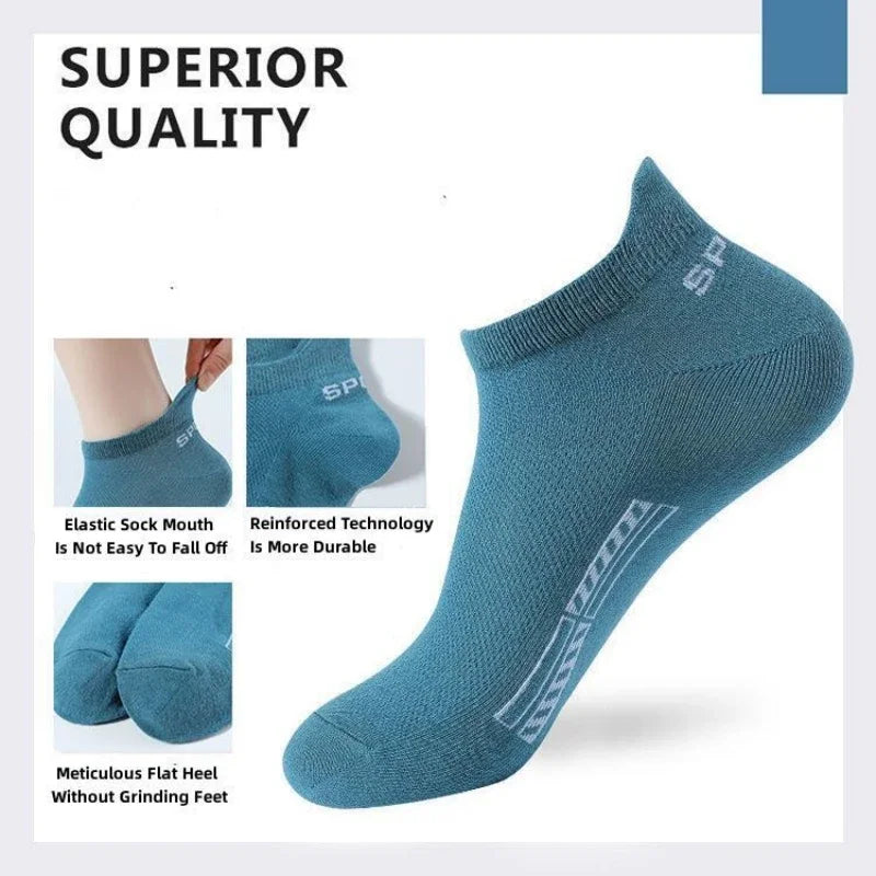 5 Pairs Men Cotton Ankle Socks Breathable Sports Mesh Summer Thin UK
