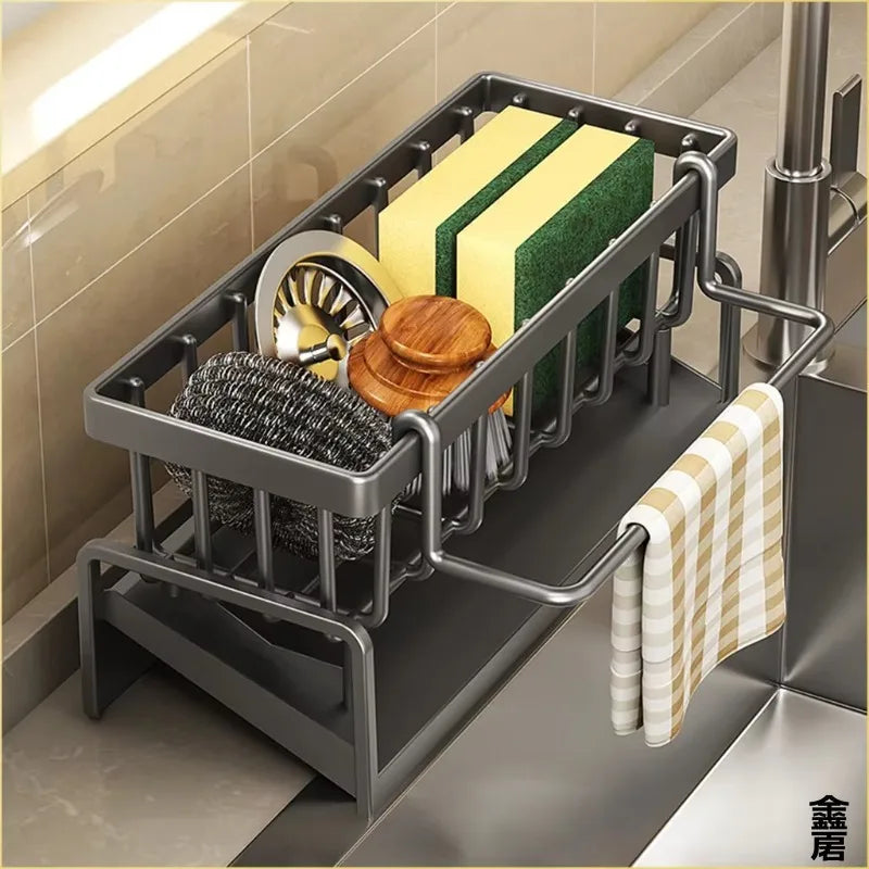 Tap-Mounted Sink Organizer Compact Kitchen Storage Shelf with Drain Rack Secondary image