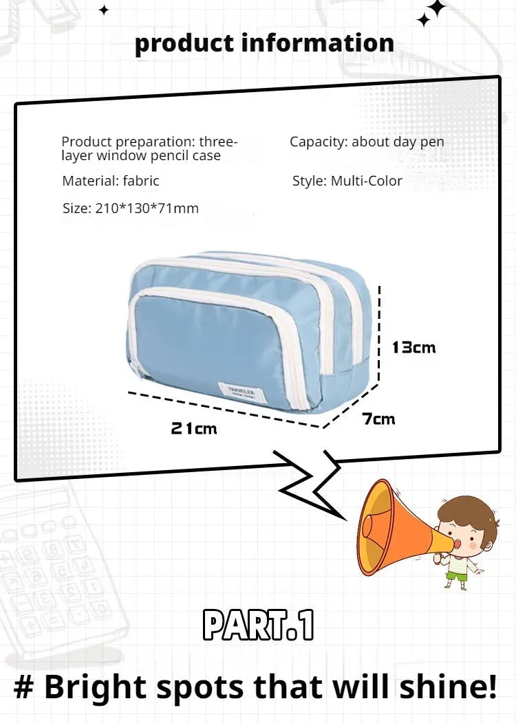 Large Capacity Pencil Case Stationery & Cosmetics Storage Bag