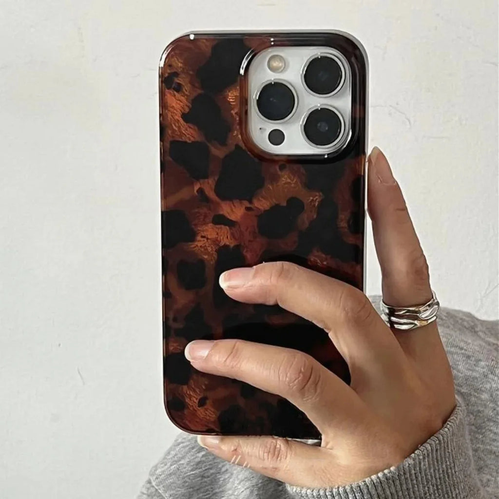Retro Leopard Print Laser Case for iPhone 17 16 15 14 13 12 Pro Max