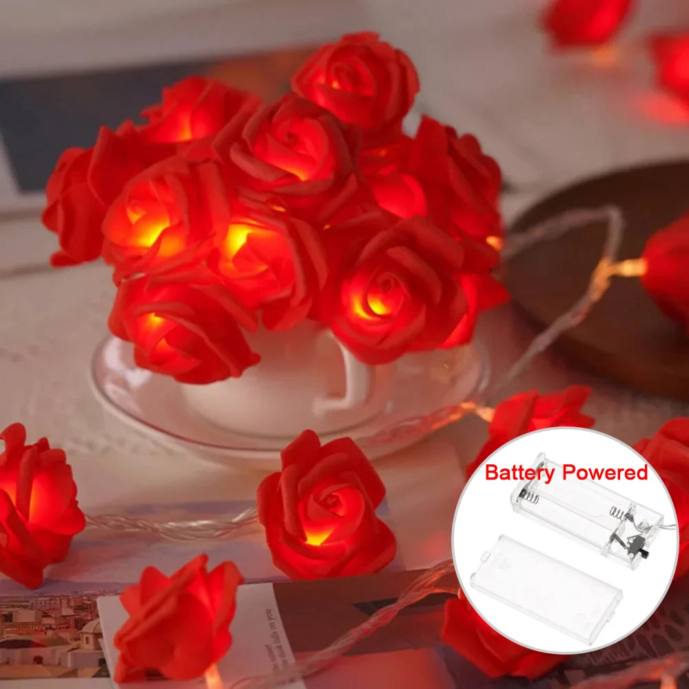 Rose Flower LED Fairy Lights USB String Decoration