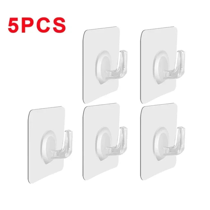 Self-Adhesive Transparent Wall Hooks Heavy Duty Sticky Hooks Set