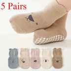 3/5 Pairs Baby Non-Slip Animal Socks for Boys & Girls